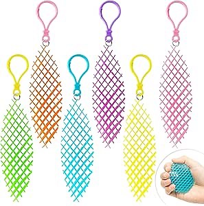 Fidget Worm Toy Keychains - 6PCS Resistance Fidget Toys Key Chains for Kids Fidget Worm Stress Anxiety Relief Toys for Adults Cute Worm Shaped Ornament Key Ring Calming Sensory Hand Toys