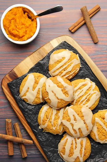 Vegan Pumpkin Cookies with Maple Glaze