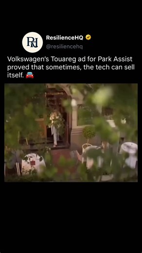 Resilience HQ on Instagram: "Volkswagen Turns Parking into a Masterclass in Marketing😳✨ Using ultrasonic sensors, the system scans for parking spaces and automatically steers the SUV while the driver handles only the pedals. In crowded city streets, it takes the stress out of tight spots — a perfect showcase of convenience and intelligence in motion. The commercial went viral for its clever mix of humor and precision, turning a simple feature into an unforgettable moment. A reminder that the sm
