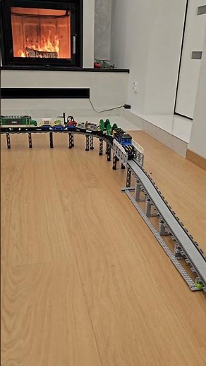 LEGO cargo train 60052 climbs U-shaped bridge with helper engine 60198 🔥🚆