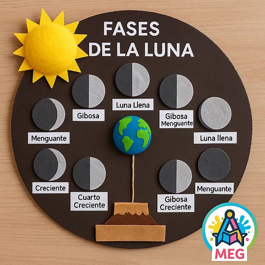 Explora las fases de la Luna con estas maquetas hechas con materiales reciclados 🌑🌒🌓🌕 Un proyecto educativo, creativo y sostenible ♻️✨ Perfecto para enseñar en casa o en el aula, y despertar la curiosidad por el universo 🚀💫 Aprende, crea y enseña con MEG 💛📚 #fblifestyle #fasesdelaluna #materialeducativo #aprendizajecreativo #maquetasinfantiles | Material Educativo Gratis