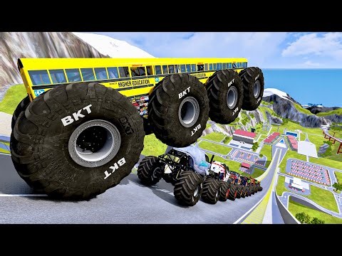 High Octane Monster Truck Jumps Crushing Cars!