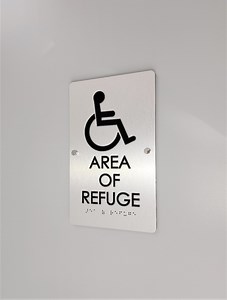 Area of Refuge ADA Compliant Sign. Fire Emergency Signs. Safety Signage. ADA Building Signs. ADA Braille Sign With Tactile Symbol and Text. - Etsy