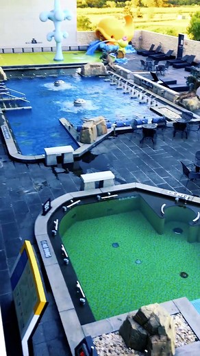 Early morning view of Spa Castle outdoor pool✨ LIKE if you need to be here🙋🏼 | TX Spa Castle