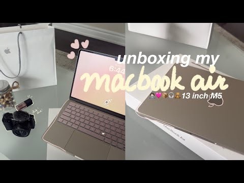 macbook air 👩🏻‍💻🎀⭐️ unboxing 📦💻 13 inch M5 Starlight | aesthetic unboxing and setup 🎧✨