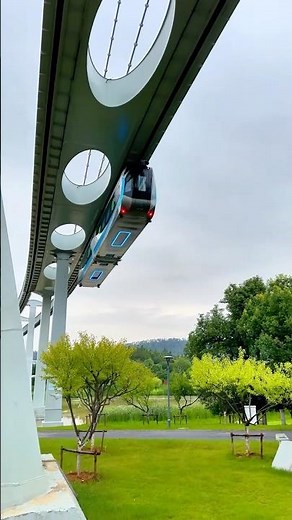 🚝 Futuristic Overhead Suspended Monorail | Next-Gen Train Technology in Japan #japan ##monorail