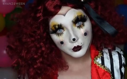 【小丑面具万圣节妆】Clown Mask Halloween Costume Makeup Tutorial