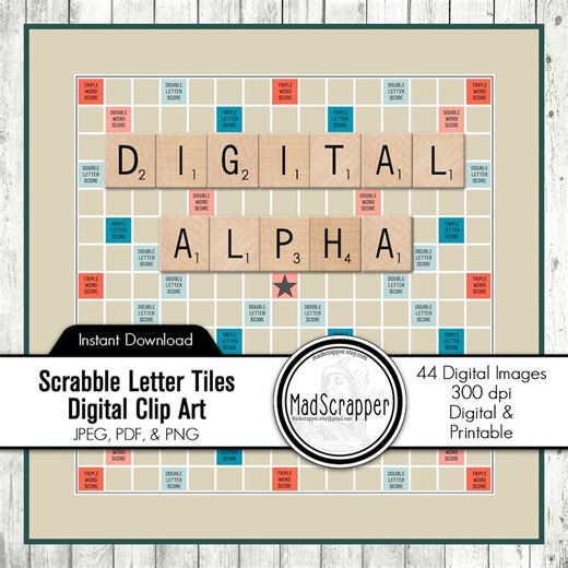 Digital Scrabble Tile Alphabet Clip Art (printable) - Etsy