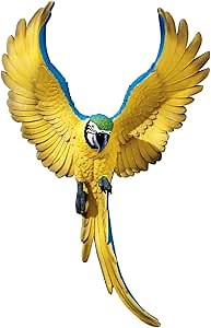 Design Toscano Flapping Macaw Bird Tropical Decor Wall Sculpture, 16 Inch, Polyresin, Full Color