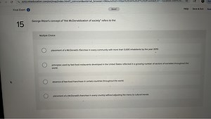 George Ritzer's concept of "the McDonaldization of society" ref... | Filo