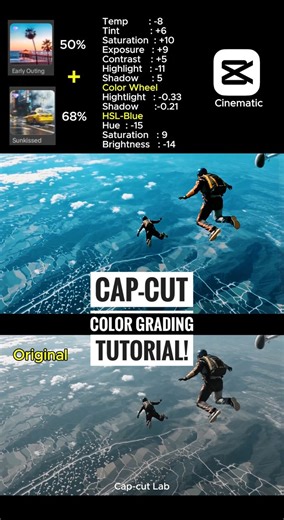 Cap-cut color grading tutorial! Follow these steps and make it Cinematic! Save it for later! Follow for more! #capcuttutorial #capcutcolorgrading #colorgrading #videoediting #CapCut #edit #highlights @followers | Capcut Lab