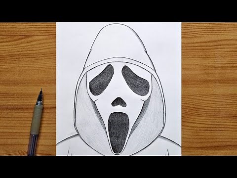 How to draw Ghost face mask || Ghostface step by step || easy drawing for beginners tutorial