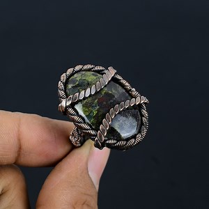 Dragon Bloodstone Ring, Solid Copper Wire Wrapped Ring Natural Bloodstone Gemstone Ring Handmade Jewelry Gift for Him/her All Size Available - Etsy