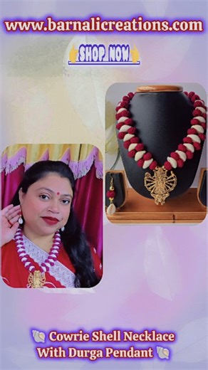 Barnali Adhikary on Instagram: "✨ Shakti, Shraddha aur Sundarta — sab ek hi haar mein ✨ Ye sirf ek necklace nahi hai… Ye Maa Durga ka aashirvaad hai ❤️ Ye cowrie shells ki pavitrata hai 🌾 Aur ye hai haath se bana hua pyaar, jo har knot mein mehsoos hota hai 🤍 Is cowrie shell necklace ke centre mein Maa Durga pendant — jo yaad dilata hai ki har aurat ke andar ek shakti chhupi hoti hai 🔱 Strong bhi, soft bhi… Fearless bhi, graceful bhi ✨ Isse pehno jab tumhe chahiye: 🌸 Inner strength 🌸 Positi