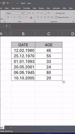 How To Calculate Age from Date in Excel