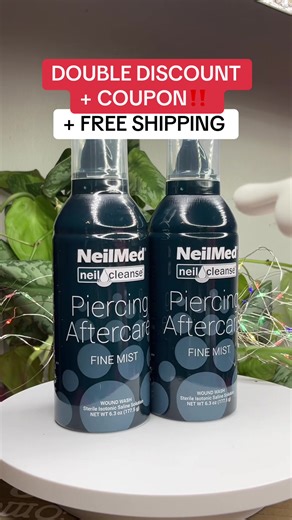 NeilMed Piercing Spray XL DuoFine Mist Cans Sterile Saline Piercing Cleaning Solution Gentle Skin Repair Healing Cleanser No Irritation No Stinging Safe for All Skin Types Effective Healing of New and Healed Piercings Pack Cleansing Value