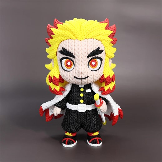 Demon Slayer Rengoku Knitted Chibi Action Figure - Flame Warrior Anime Collectible - Etsy