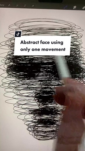 Abstract Face Drawing Process with One Movement