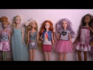 Elsa and Anna toddlers fashion show with Barbie and the Disney princesses