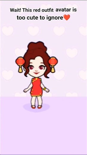 Cute Red Dress Avatar Girl ❤️ Stylish Cartoon Character Look | Aesthetic Kawaii Style ✨ #shorts