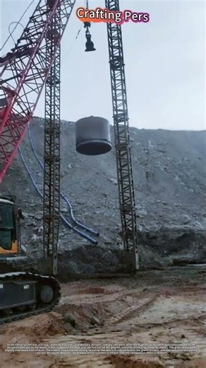 Dynamic Compaction Machine Dropping Heavy Hammer on Site