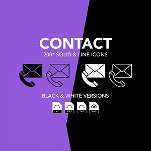 Contact Icons Bundle: Outline and Solid, Black and White (ai, Eps, Png, Svg) - Etsy Canada