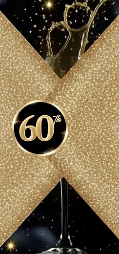 60th Birthday Video Invitation Template | Editable Digital Black & Gold