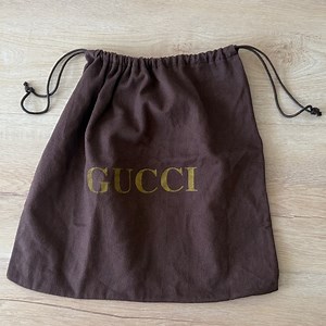 Gucci Brown Dust bag. Linen-like Gold Logo. Fits Shoes and Small Purse