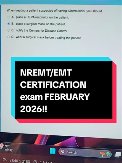 NREMT/EMT certification exam for FEBRUARY 2026!! I passed EMT certification exam with this exact questions and answer's. I will share this study guide with you all. #emt #nremt #certification