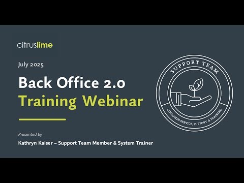 Back Office 2.0 Training Webinar