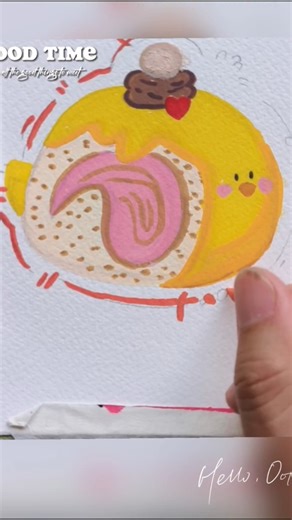 Cute Chicken Dessert Roll 🐥 | Easy Cute & Fun Drawing| Marker Drawing| Art for Beginners