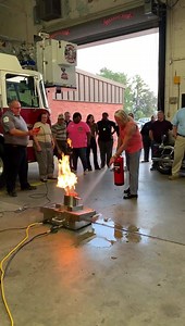 Participants in the 2019 Bainbridge Public Safety Citizens Academy were able to try-out the new “BullEx Intelligent Training System” during class on Thursday night. Class participants used a “Smart Extinguisher” to sweep a fire, and the system sensed where the trainee was aiming and varied the flames automatically. The fire is extinguished only when the “Smart Extinguisher“ has been used correctly. BPS Fire Chief Doyle Welch stated, “The compact design of the system makes it easy for one person 
