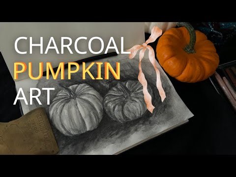 Charcoal Drawing of Pumpkins | Relaxing Still Life Art Process | Caran D’Ache Sketch Set