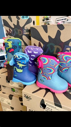 It’s not always raining, but for the days it is, Ruby Ruby have a full selection of wellie boots. Term boots in yellow, blue, pink, green and red. Waterproof and with a removable cosy sock, these come in sizes EU20 to EU32 priced at just £22. Peppy Pig colour changing fleece lined wellie boots by Grass & Air priced from £22 in sizes EU20-26 Or opt for the fully thermal neoprene Muddies boots by Grubs, guaranteed to keep your toes warm on even the coldest of winter days. In various styles priced 