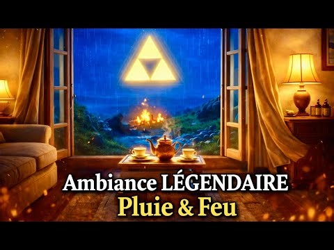 Salon de Thé Légendaire 🌧️🔥 Ambiance Fantaisie Relaxante | Pluie, Vent & Feu de Camp
