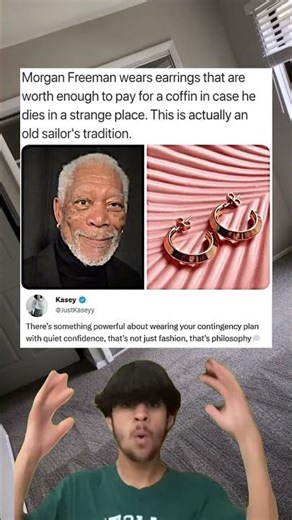 Morgan Freeman wears earrings that are worth enough to pay for a coffin in case he dies in a strange