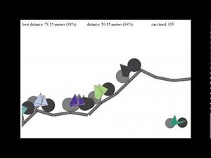 Genetic evolution of a wheeled vehicle with Box2d