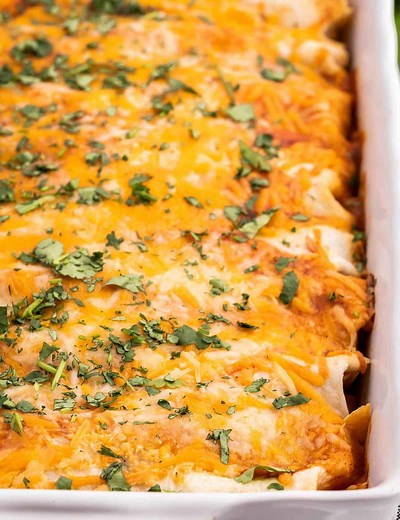 Ground Beef Enchiladas (freezer friendly!) - The Chunky Chef