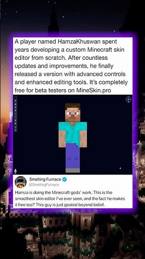 A player named HamzaKhuswan spent years developing a custom Minecraft skin editor from scratch