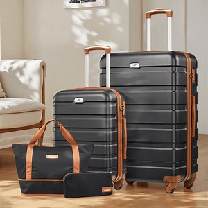 4 Pcs Travel Luggage Sets, 20/28 inch Carry-on and Checked Suitcase, with Expandable Duffle Bags