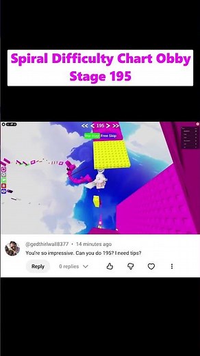 Spiral Difficulty Chart Obby Stage 195 (Roblox) #roblox #robloxobby