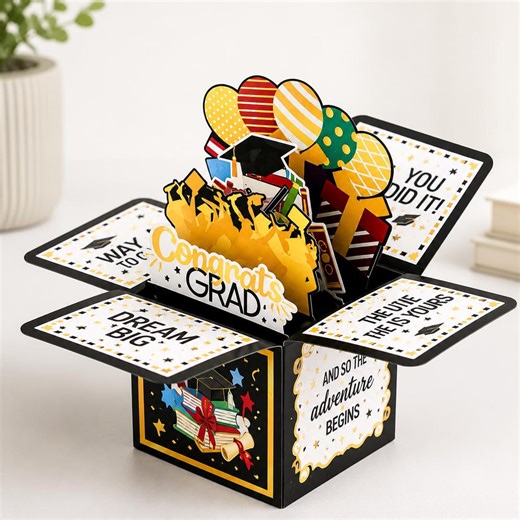Graduation Explosion Box Card, Pop Up Graduate Gift for Class of 2026 Congrats Grad Surprise Box, Unique Senior Keepsake Gift for Him or Her