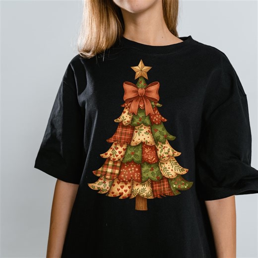 Retro Patchwork Christmas Tree Clipart, Vintage Bow PNG SVG JPG (digital Download) - Etsy