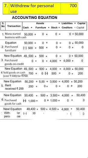 Accounting Equation & Balance Sheet Class 11 | Manu Started Business Solved Question