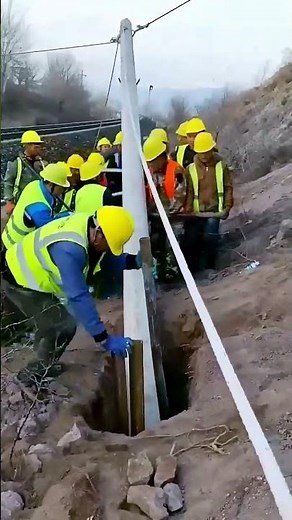 The process of installing a utility pole