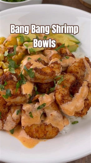 Bang Bang Shrimp, Corn, & Avocado Bowl #dinner #recipe #food #shrimp