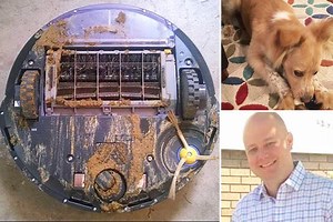 Dad discovers his Roomba robotic hoover has run over dog poo in the night… and then spread it EVERYWHERE