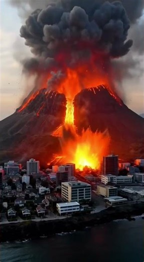 City Volcano Eruption – Lava and Ash Everywhere, when a Volcano Awakens Beside the City