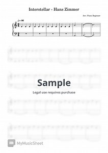 Hans Zimmer - Interstellar Piano Sheet Music PDF | Piano Beginner | mymusic5