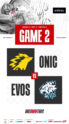 ONIC 2-0 EVOS Saling kaiting tarik ulur, taktik ONIC lebih matang dan mapan mantapkan kemenangan di game kedua. Clean Sweep! Player of the game: Kiboy #WeOwnThis #MPLIDS17 #NiceGame #GameplayS17 #MingguBerdarah ONIC
